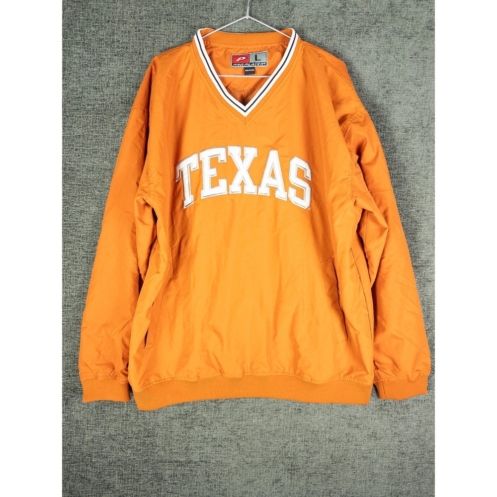 Vintage Pro Player Texas Longhorns Pullover Windbreaker Mens L Burnt Orange Retr
